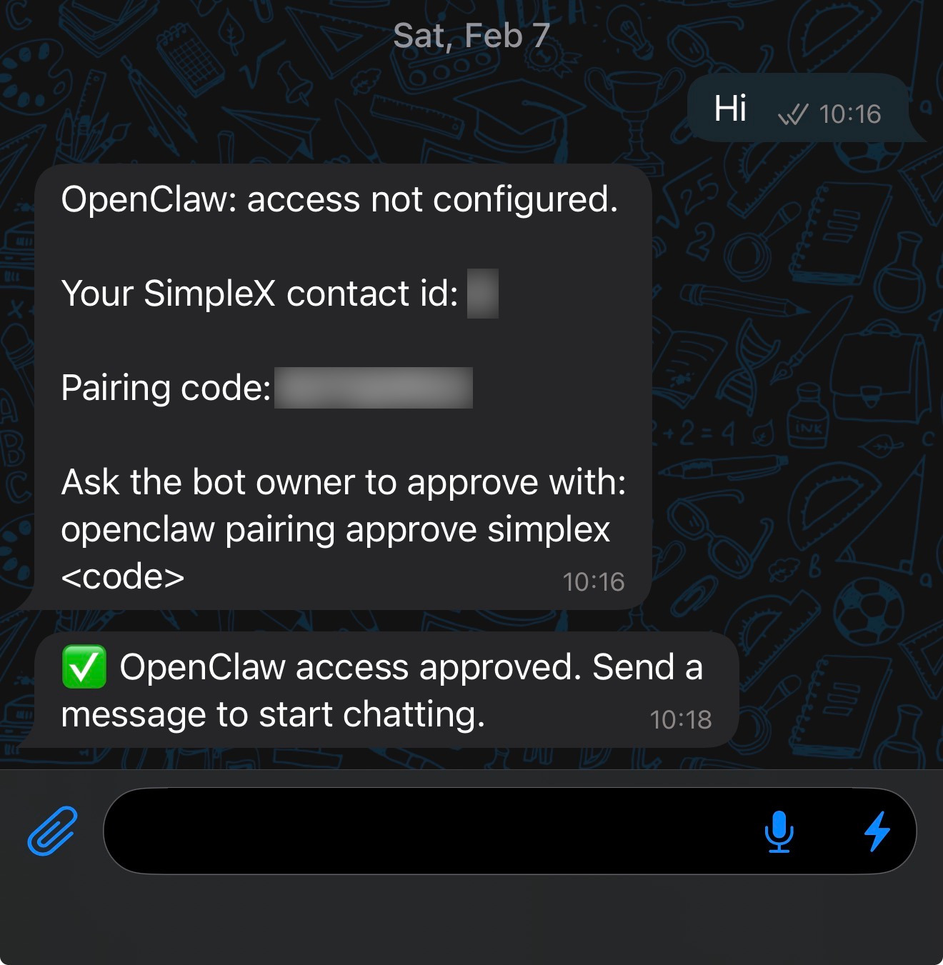 SimpleX access approved message