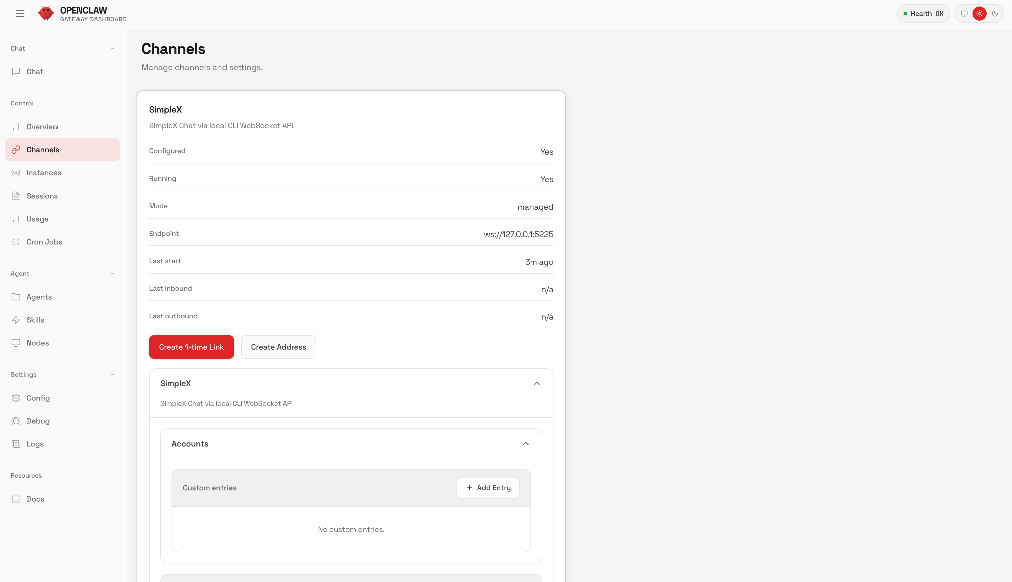 SimpleX channel card before invite generation