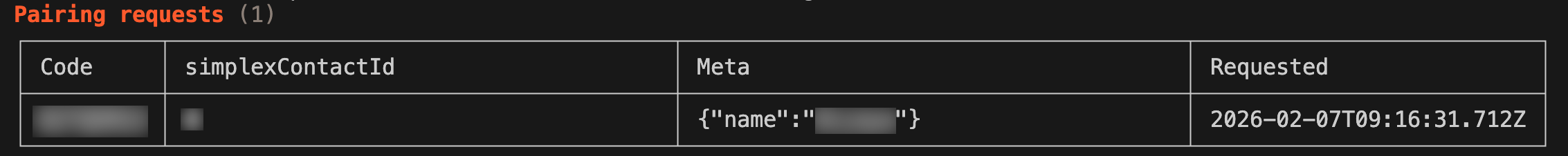 OpenClaw pairing requests table